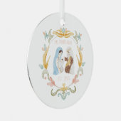 Waterverf Christelijke Kerstmis Geboorte Metalen Ornament (Voorkant Rechts)