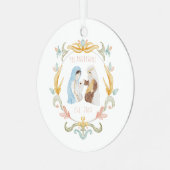 Waterverf Christelijke Kerstmis Geboorte Metalen Ornament (Voorkant links)