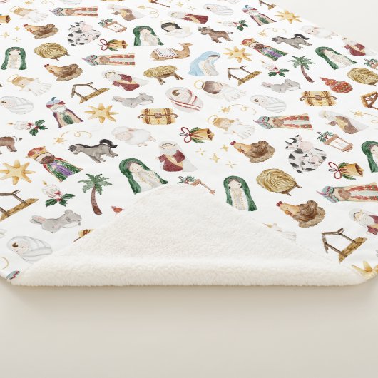 Waterverf Christelijke Kerstmis Geboorte Sherpa Deken (3/4)