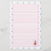 Waterverf Christmas Angel Pink Lined Briefpapier (Voorkant)