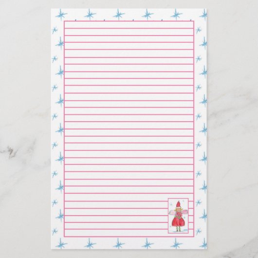 Waterverf Christmas Angel Pink Lined Briefpapier (Voorkant)