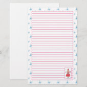 Waterverf Christmas Angel Pink Lined Briefpapier (Voorkant / Achterkant)
