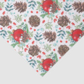 Waterverf Christmas Baubles Pine Cone Floral Tissuepapier (Detail)