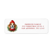 Waterverf Christmas Beagle Dog Etiket (Voorkant)