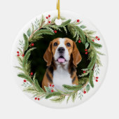 Waterverf Christmas Beagle Dog Foto Keramisch Ornament (Achterkant)