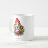 Waterverf Christmas Beagle Dog Koffiemok (Voorkant links)