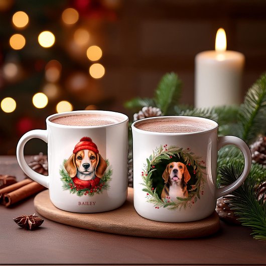 Waterverf Christmas Beagle Dog Koffiemok