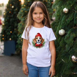 Waterverf Christmas Beagle Dog T-shirt