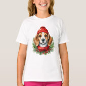 Waterverf Christmas Beagle Dog T-shirt (Voorkant)