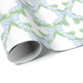 Waterverf Christmas Blue Bow Garland Cadeaupapier (Rol Hoek)
