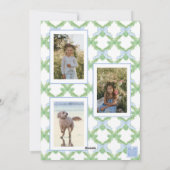 Waterverf Christmas Blue Bow Garland Foto Feestdagenkaart (Achterkant)