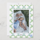 Waterverf Christmas Blue Bow Garland Foto Feestdagenkaart (Achterkant)