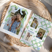 Waterverf Christmas Blue Bow Garland Foto Feestdagenkaart