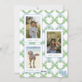 Waterverf Christmas Blue Bow Garland Foto Feestdagenkaart (Achterkant)