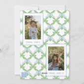 Waterverf Christmas Blue Bow Garland Foto Feestdagenkaart (Achterkant)