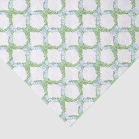 Waterverf Christmas Blue Bow Garland Tissuepapier (Detail)