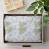 Waterverf Christmas Blue Bow Ginger Jar Trees Tissuepapier (Geschenk)