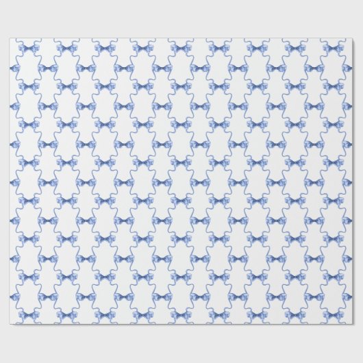 Waterverf Christmas Blue Bows Cadeaupapier (Vlak)