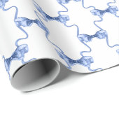 Waterverf Christmas Blue Bows Cadeaupapier (Rol Hoek)