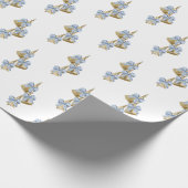 Waterverf Christmas Blue Chinoiserie Bow Bells Cadeaupapier (Hoek)
