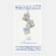 Waterverf Christmas Blue Chinoiserie Bow Bells