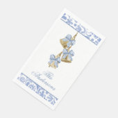 Waterverf Christmas Blue Chinoiserie Bow Bells Servet (Hoek)