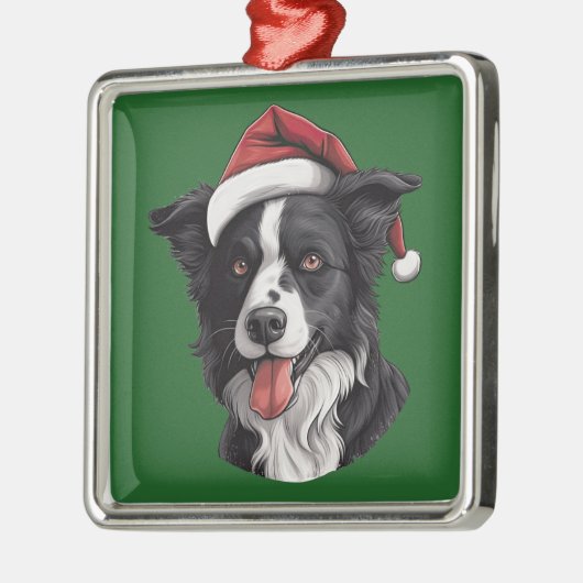 Waterverf Christmas Border Collie Ornament (Links)