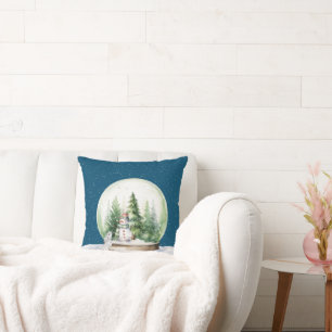 Waterverf Christmas Bunny en sneeuwpop Kussen