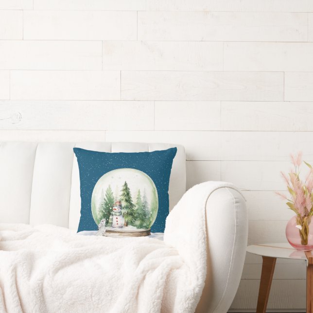 Waterverf Christmas Bunny en sneeuwpop Kussen (Bank)