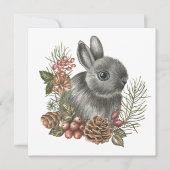 Waterverf Christmas Bunny Natuur Bos Feestdagenkaart (Voorkant)