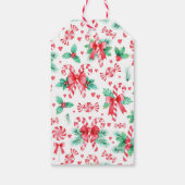 Waterverf Christmas Candy Cane en Bloemen Cadeaulabel (Achterkant)