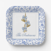 Waterverf Christmas Chinoiserie Bow Bells Papieren Bordje (Voorkant)