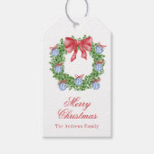 Waterverf Christmas Chinoiserie Ornament krans Cadeaulabel (Voorkant)