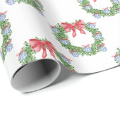 Waterverf Christmas Chinoiserie Ornament krans Cadeaupapier (Rol Hoek)