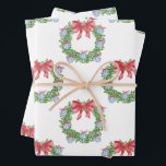 Waterverf Christmas Chinoiserie Ornament krans Inpakpapier Vel<br><div class="desc">PreppyPrint.com - Vier Kerstmis in stijl! Voeg uw persoonlijke touch toe. Breng dit ontwerp ook over op de producten van uw keuze! Bezoek mijn designerwinkel,  PreppyPrint.com,  voor het coördineren van items.</div>