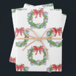 Waterverf Christmas Chinoiserie Ornament krans Inpakpapier Vel<br><div class="desc">PreppyPrint.com - Vier Kerstmis in stijl! Voeg uw persoonlijke touch toe. Breng dit ontwerp ook over op de producten van uw keuze! Bezoek mijn designerwinkel,  PreppyPrint.com,  voor het coördineren van items.</div>