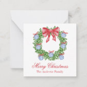 Waterverf Christmas Chinoiserie Ornament krans Notitiekaartje (Voorkant)