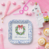 Waterverf Christmas Chinoiserie Ornament krans Papieren Bordje (Feest)