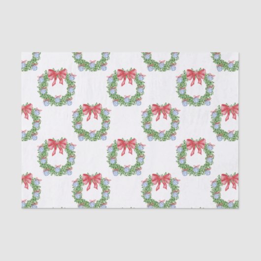 Waterverf Christmas Chinoiserie Ornament krans Tissuepapier (Voorkant)