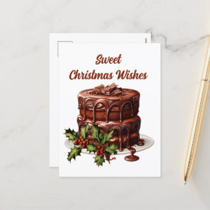 Waterverf Christmas chocoladetaart tekst toevoegen Feestdagenkaart