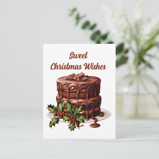 Waterverf Christmas chocoladetaart tekst toevoegen Feestdagenkaart (Staand voorkant)