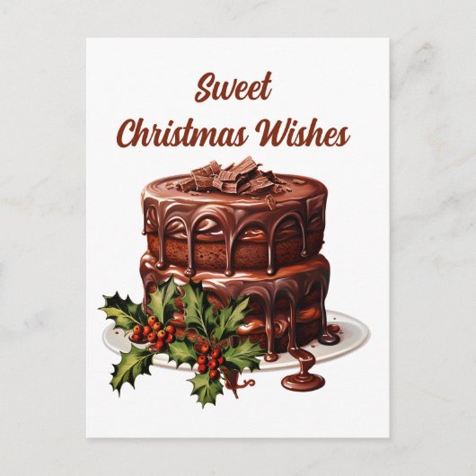 Waterverf Christmas chocoladetaart tekst toevoegen Feestdagenkaart (Voorkant)