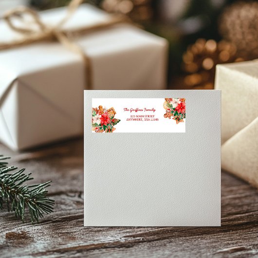 Waterverf Christmas Cookie Retouradreslabel Etiket