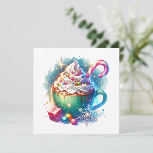  Waterverf Christmas Cup van Hot Cacao (Staand voorkant)