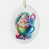  Waterverf Christmas Cup van Hot Cacao Keramisch Ornament (Rechts)