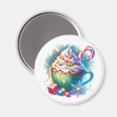  Waterverf Christmas Cup van Hot Cacao Magneet (Voorkant / Achterkant)