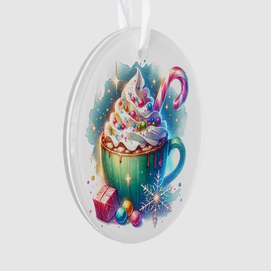  Waterverf Christmas Cup van Hot Cacao Ornament (voorkant)