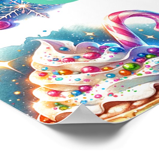  Waterverf Christmas Cup van Hot Cacao Poster (Hoek)