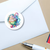  Waterverf Christmas Cup van Hot Cacao Ronde Sticker