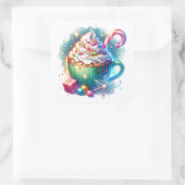  Waterverf Christmas Cup van Hot Cacao Vierkante Sticker (Tas)